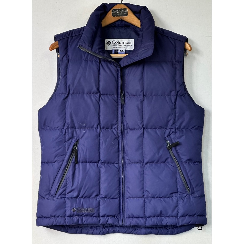 Columbia Puffer Vest Interchange Down Quilted Outdoor Granolagirl Womens M Blue